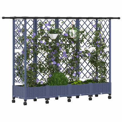 Raised Bed with Trellis and Roof Grey 202.5 x 40 x 127 cm PP