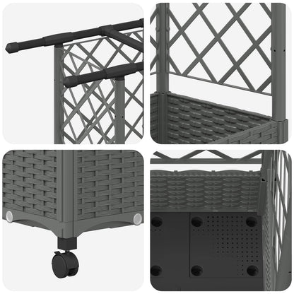 Raised Bed with Trellis and Roof Light Grey 202.5 x 40 x 127 cm
