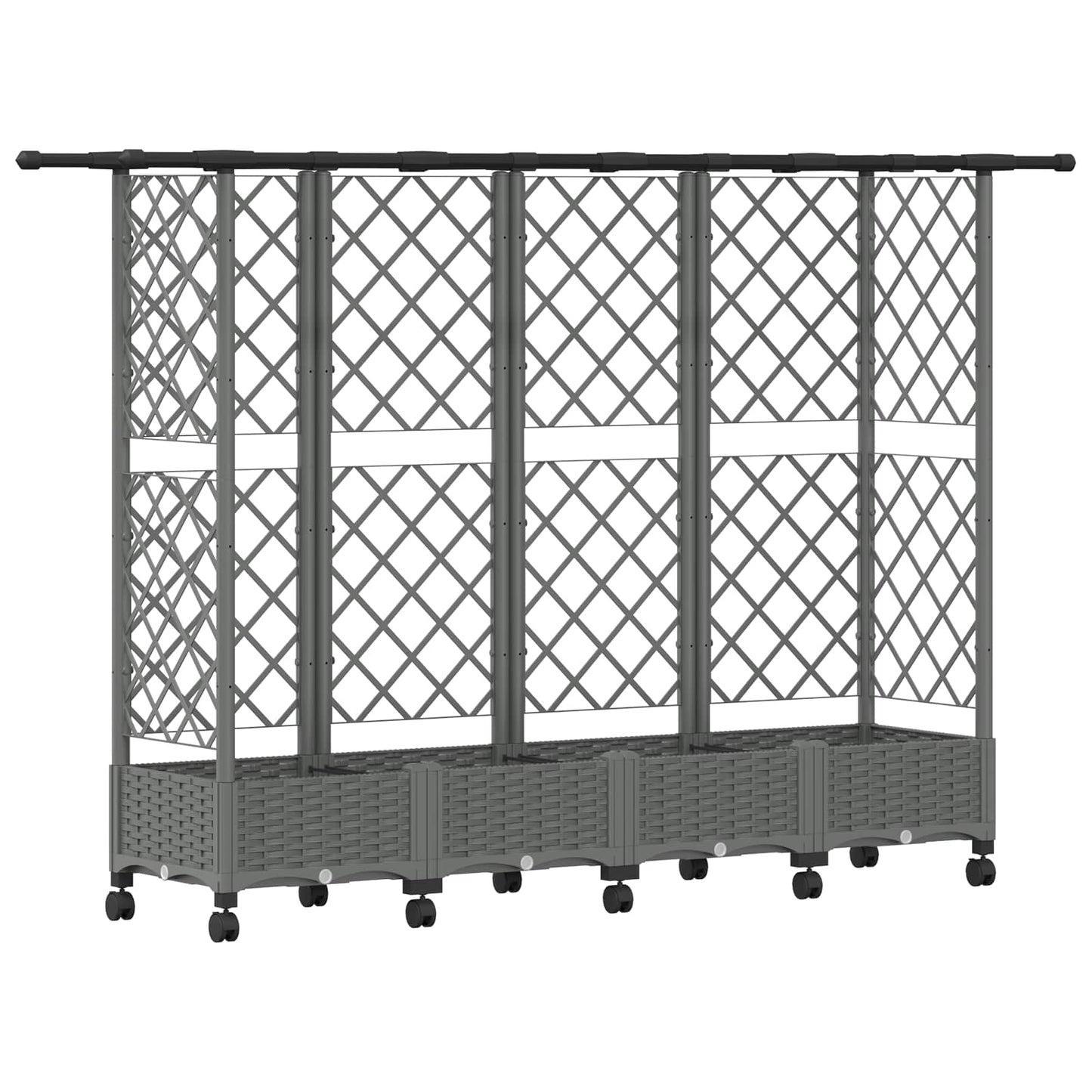 Raised Bed with Trellis and Roof Light Grey 202.5 x 40 x 127 cm