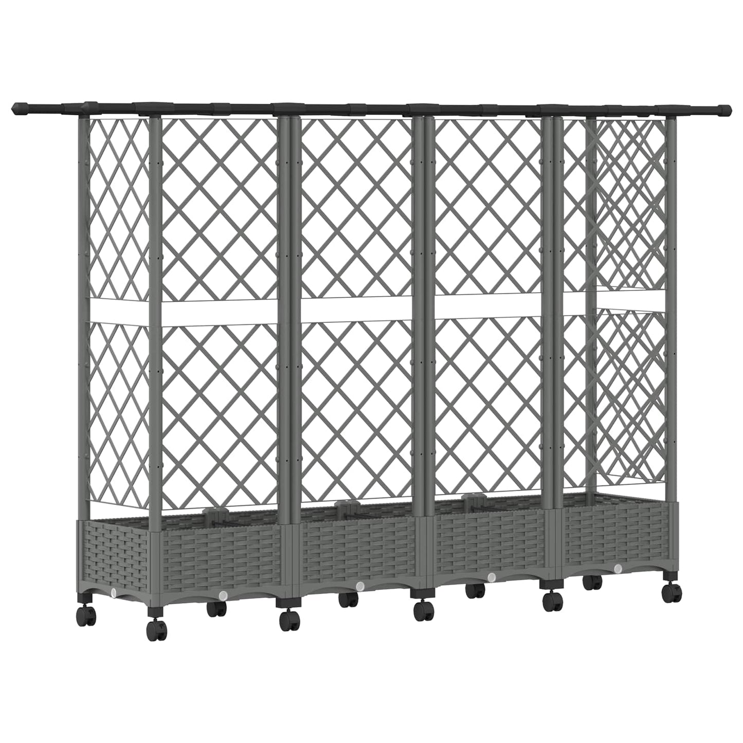 Raised Bed with Trellis and Roof Light Grey 202.5 x 40 x 127 cm