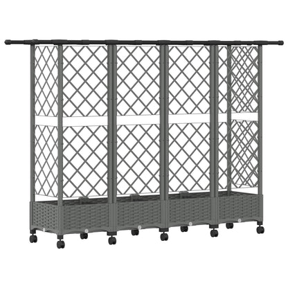 Raised Bed with Trellis and Roof Light Grey 202.5 x 40 x 127 cm