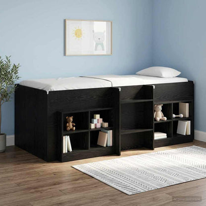 Kids'High Bed Frame Black Oak 80 x 200 cm Engineered Wood