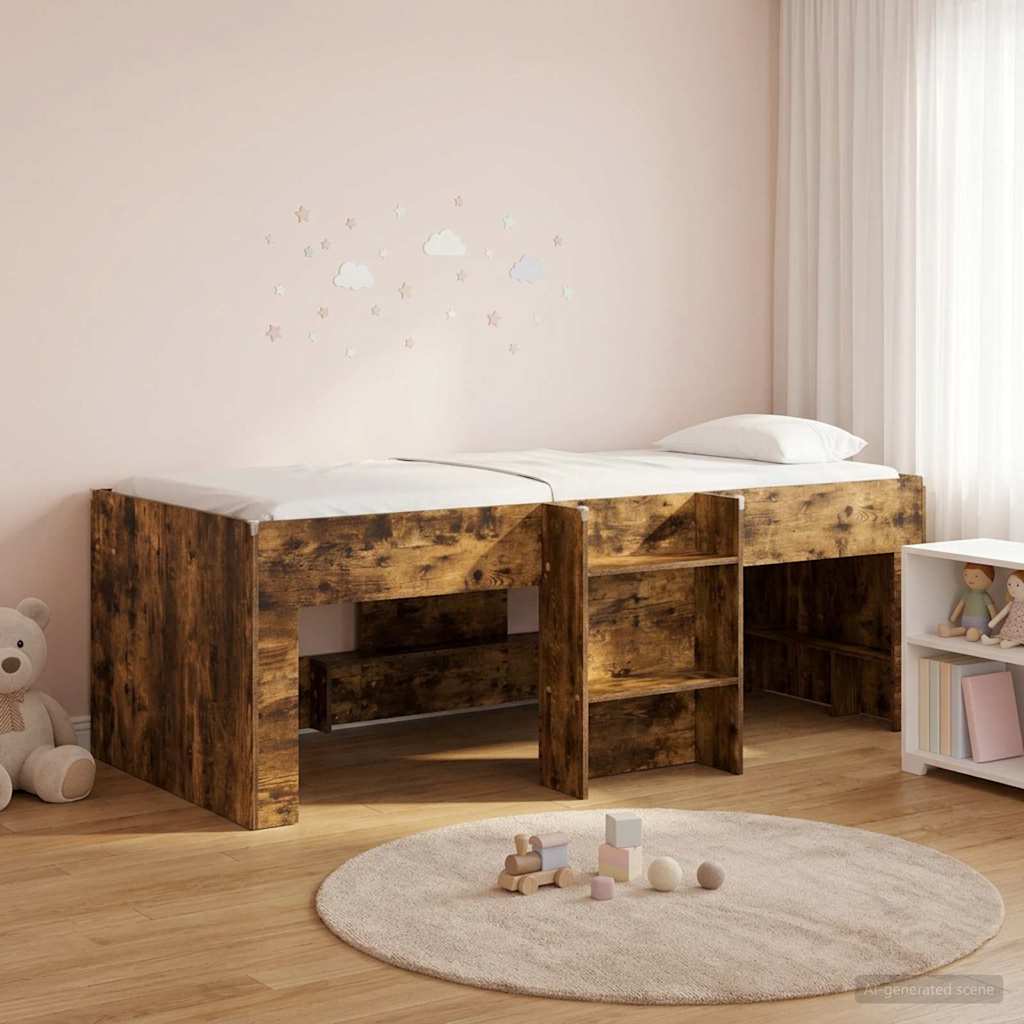 Kids'High Bed Frame Smoked Oak 203 x 101.1 x 68.5 cm