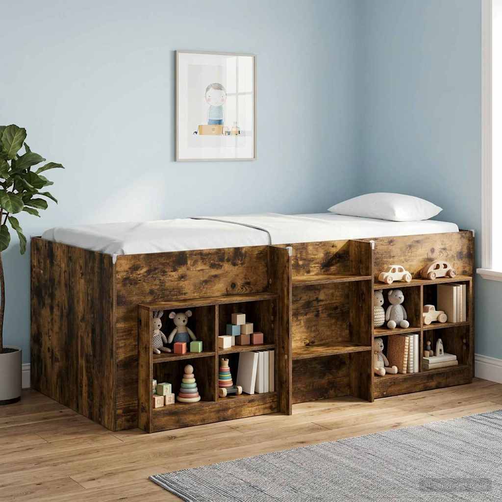 Kids'High Bed Frame Smoked Oak 80 x 200 cm Engineered Wood