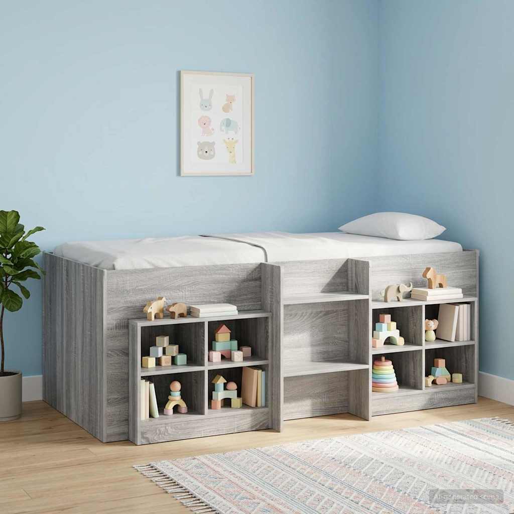 Kids'High Bed Frame Grey Sonoma 203 x 101.1 x 68.5 cm