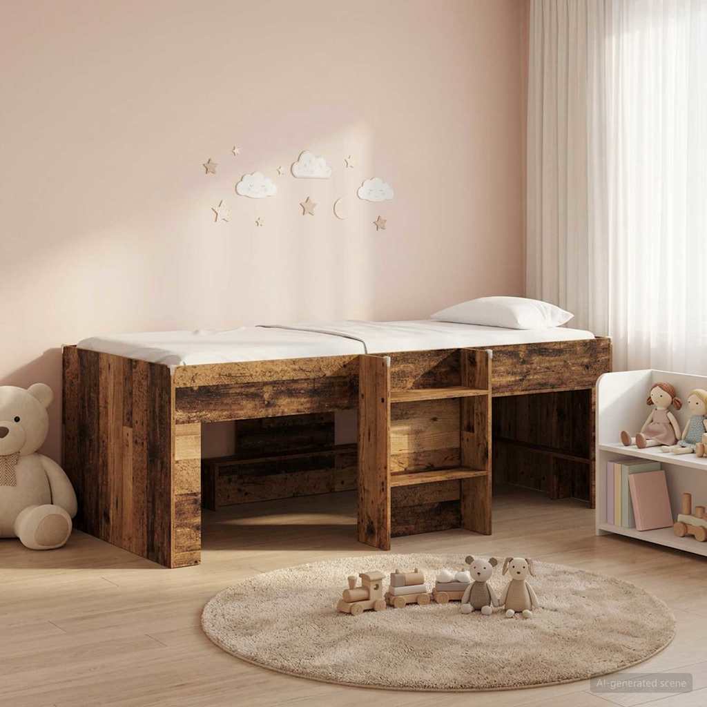 Kids'High Bed Frame Old Wood 80 x 200 cm Engineered Wood