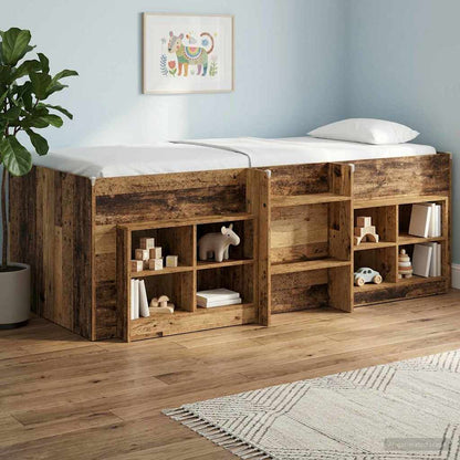 Kids'High Bed Frame Old Wood 80 x 200 cm Engineered Wood