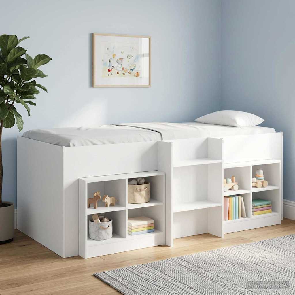Kids'High Bed Frame White 90 x 200 cm Engineered Wood