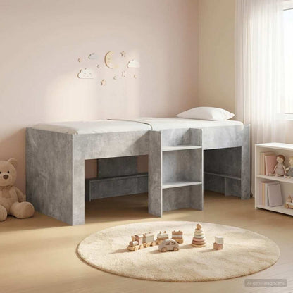 Kids'High Bed Frame Concrete Grey 90 x 200 cm Engineered Wood
