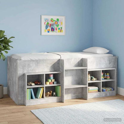 Kids'High Bed Frame Concrete Grey 90 x 200 cm Engineered Wood
