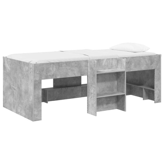 Kids'High Bed Frame Concrete Grey 90 x 200 cm Engineered Wood