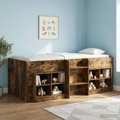 Kids'High Bed Frame Smoked Oak 90 x 200 cm Engineered Wood