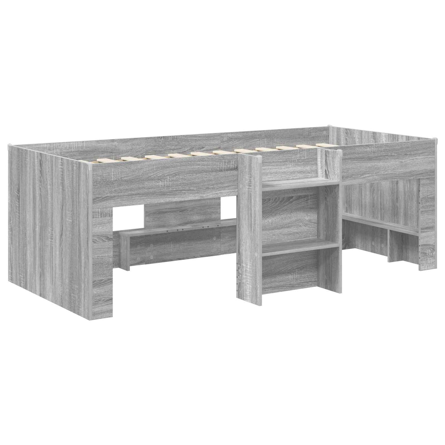 Kids'High Bed Frame Grey Sonoma 90 x 200 cm Engineered Wood
