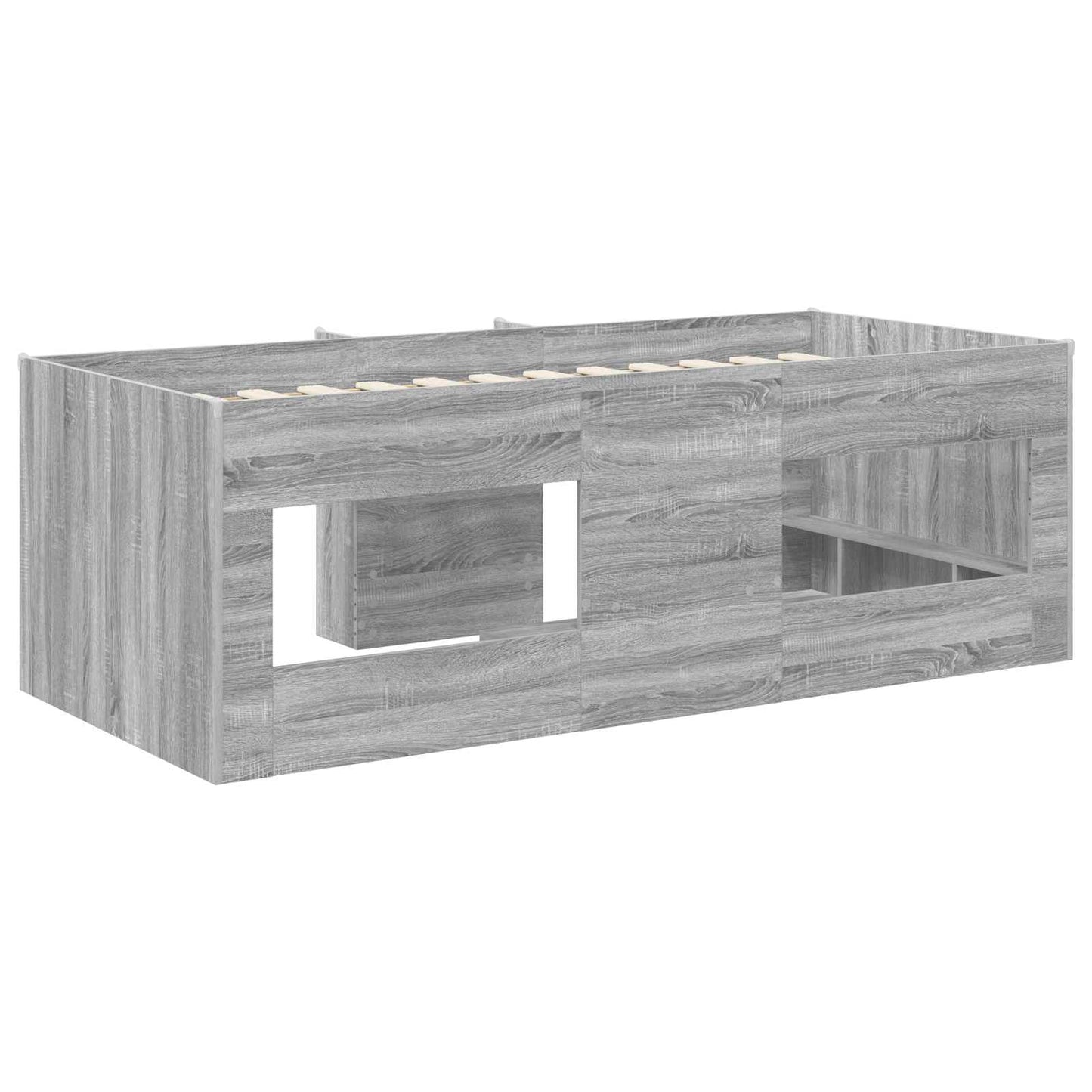 Kids'High Bed Frame Grey Sonoma 90 x 200 cm Engineered Wood