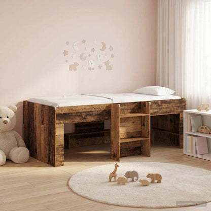 Kids'High Bed Frame Old wood 90 x 200 cm Engineered Wood