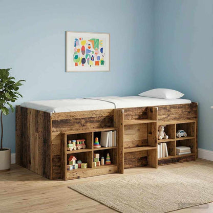 Kids'High Bed Frame Old wood 90 x 200 cm Engineered Wood