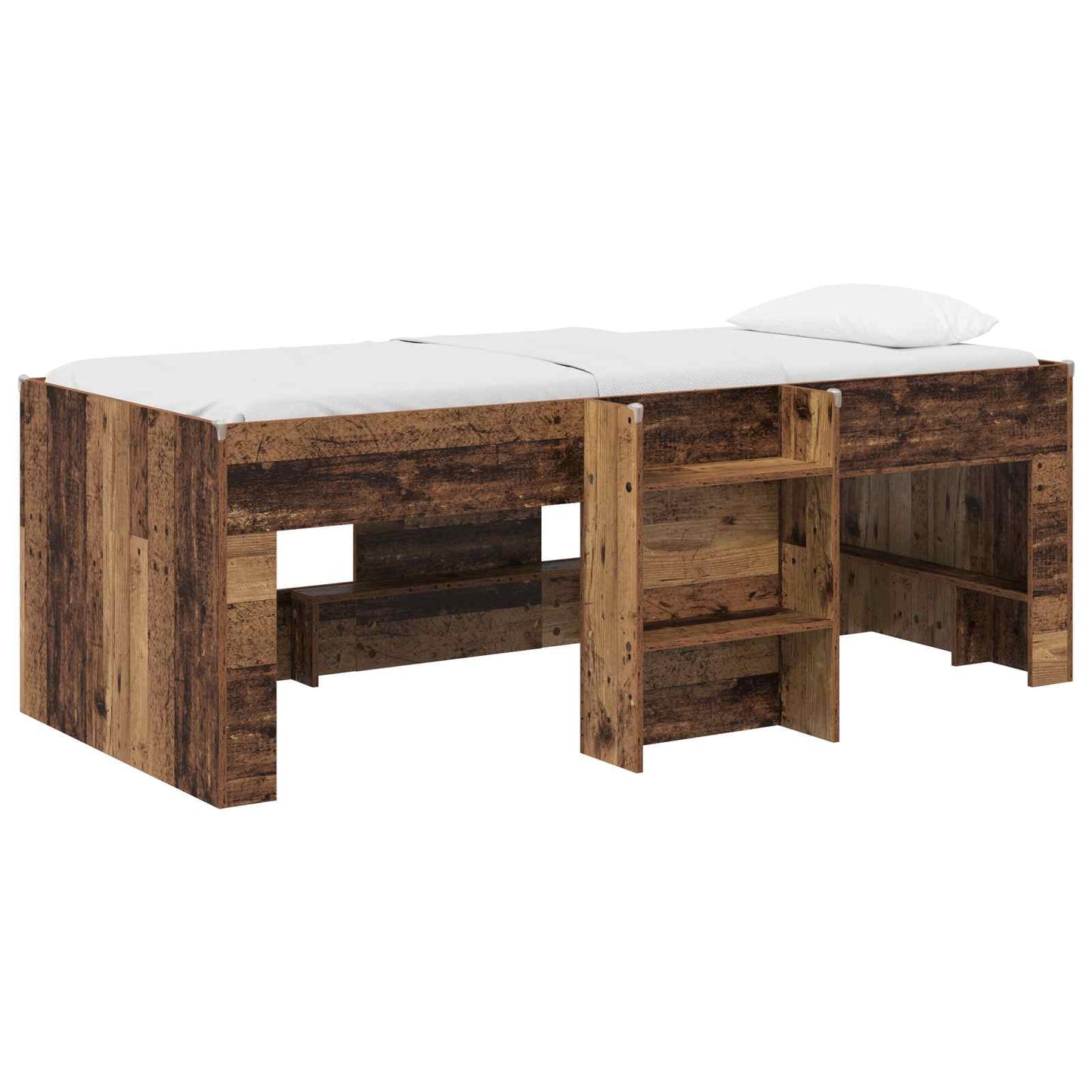 Kids'High Bed Frame Old wood 90 x 200 cm Engineered Wood