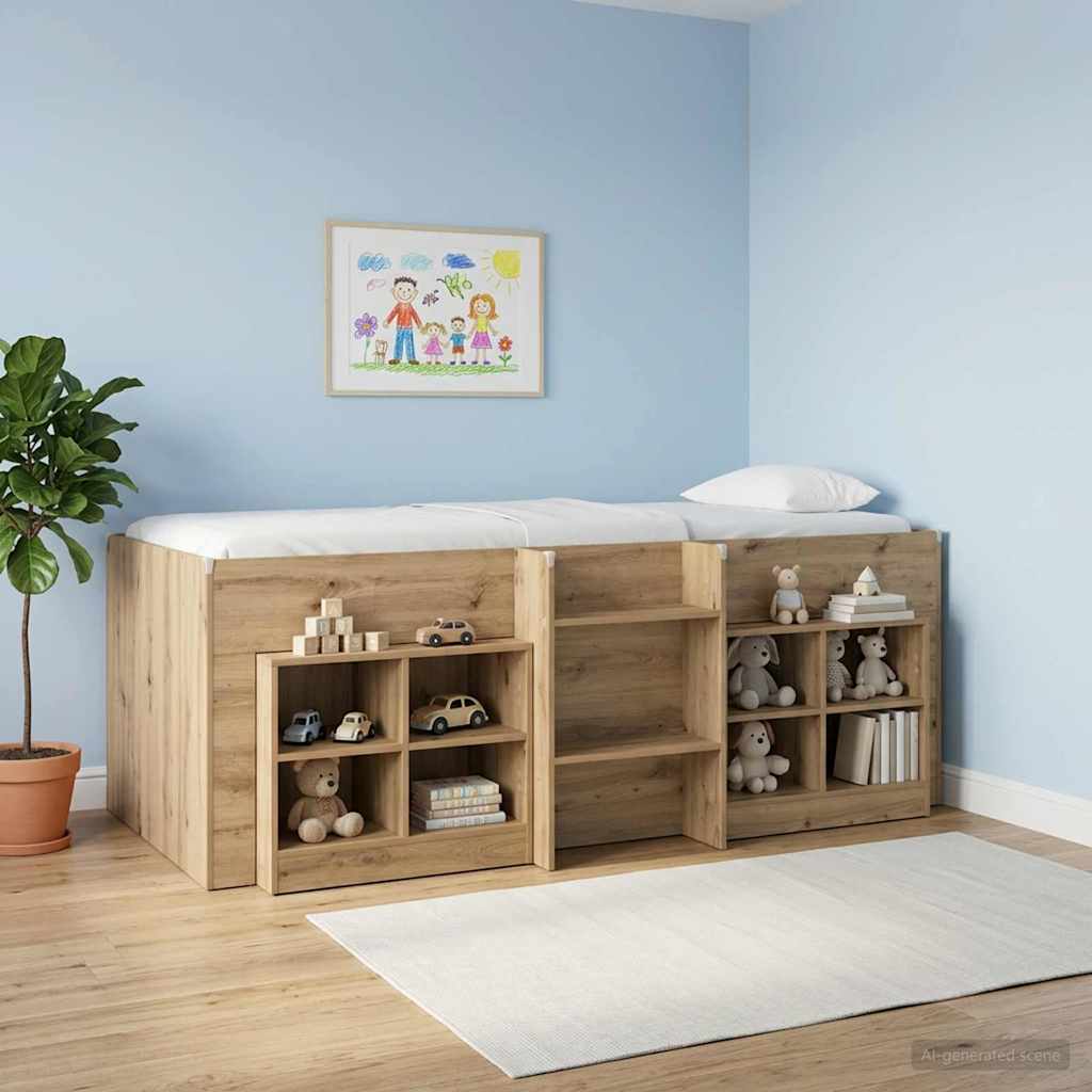 Kids'High Bed Frame Artisan Oak 90 x 200 cm Engineered Wood