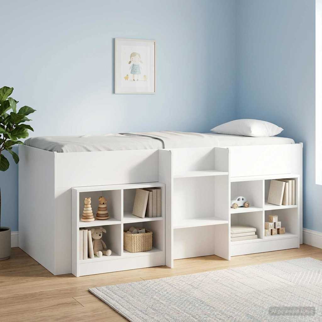 Kids'High Bed Frame White 98.5 x 200 cm Engineered Wood