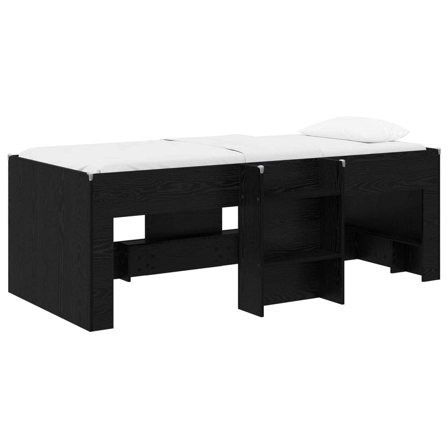 Kids'High Bed Frame Black Oak 98.5 x 200 cm Engineered Wood