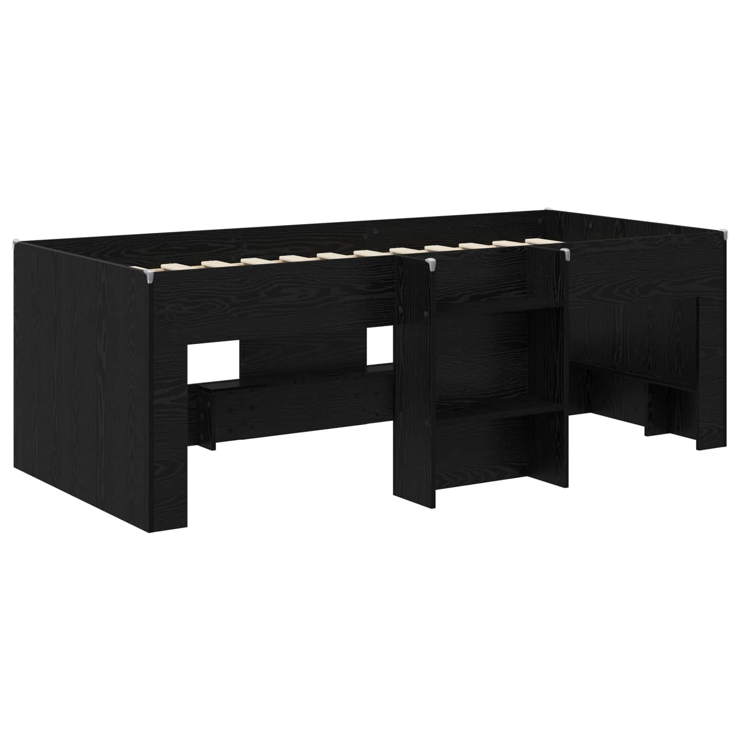 Kids'High Bed Frame Black Oak 98.5 x 200 cm Engineered Wood