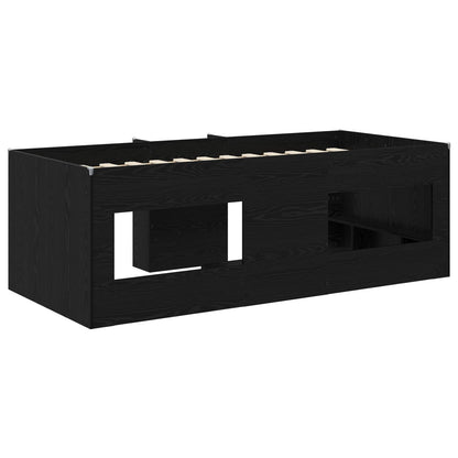 Kids'High Bed Frame Black Oak 98.5 x 200 cm Engineered Wood