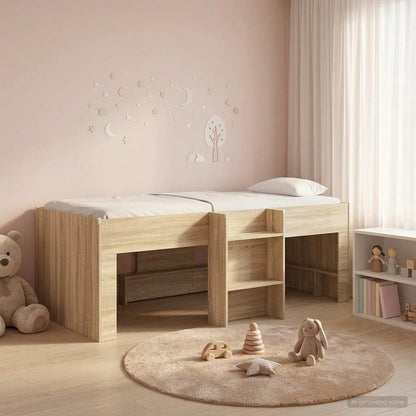 Kids'High Bed Frame Sonoma Oak 98.5 x 200 cm Engineered Wood
