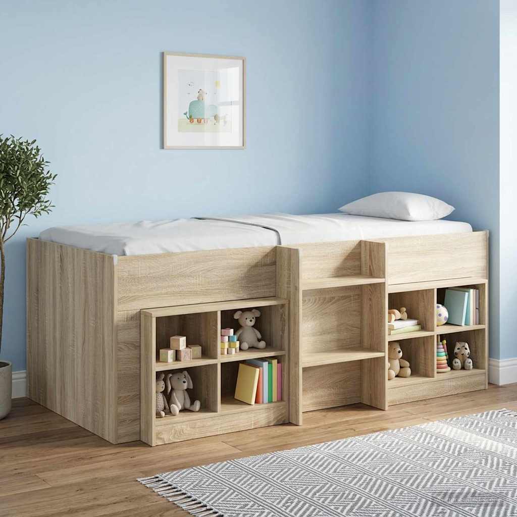 Kids'High Bed Frame Sonoma Oak 98.5 x 200 cm Engineered Wood