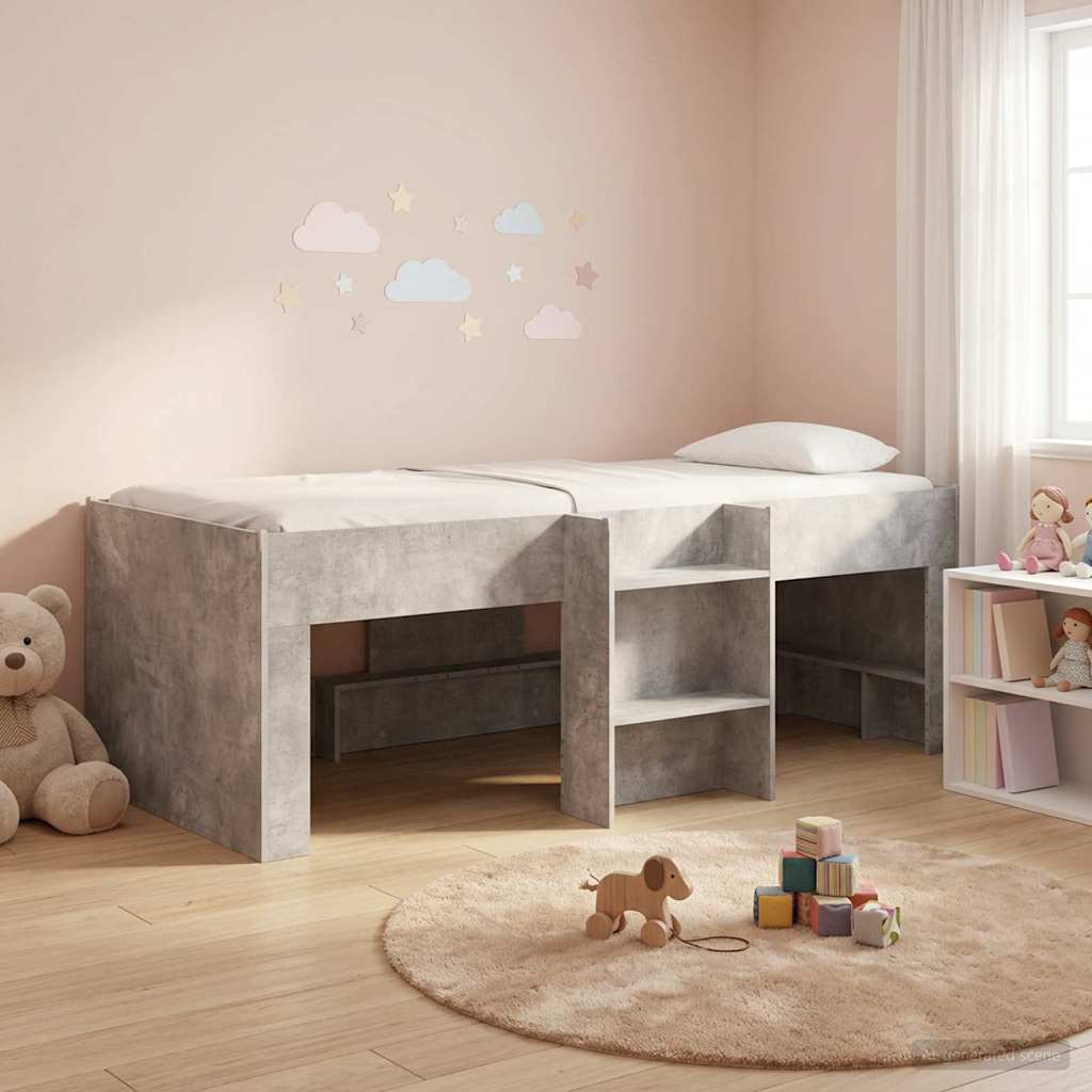 Kids'High Bed Frame Concrete Grey 98.5 x 200 cm