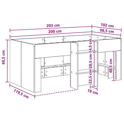 Kids'High Bed Frame Concrete Grey 98.5 x 200 cm