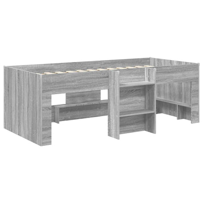 Kids'High Bed Frame Grey Sonoma 98.5 x 200 cm Engineered Wood