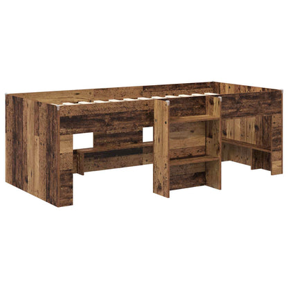 Kids'High Bed Frame Old wood 98.5 x 200 cm Engineered Wood
