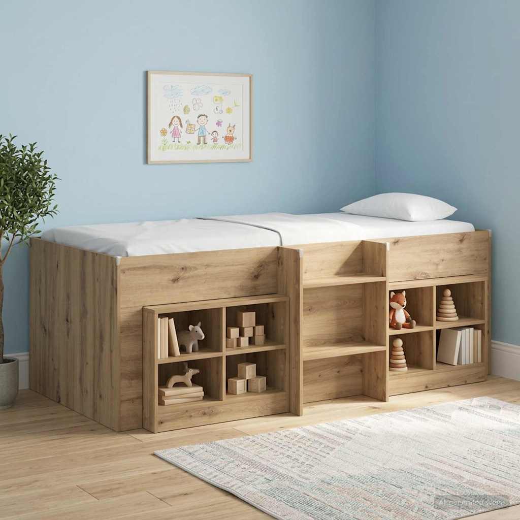 Kids'High Bed Frame Artisan Oak 98.5 x 200 cm Engineered Wood