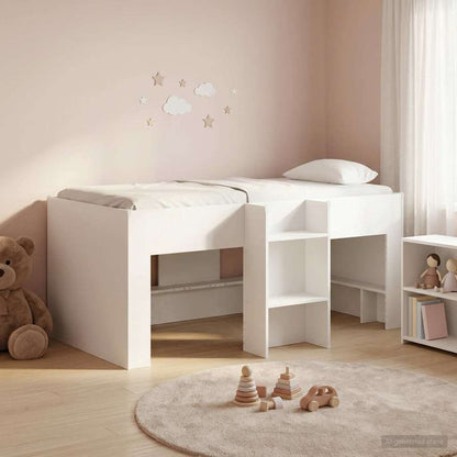 Kids'High Bed Frame White 163 x 101.1 x 68.5 cm