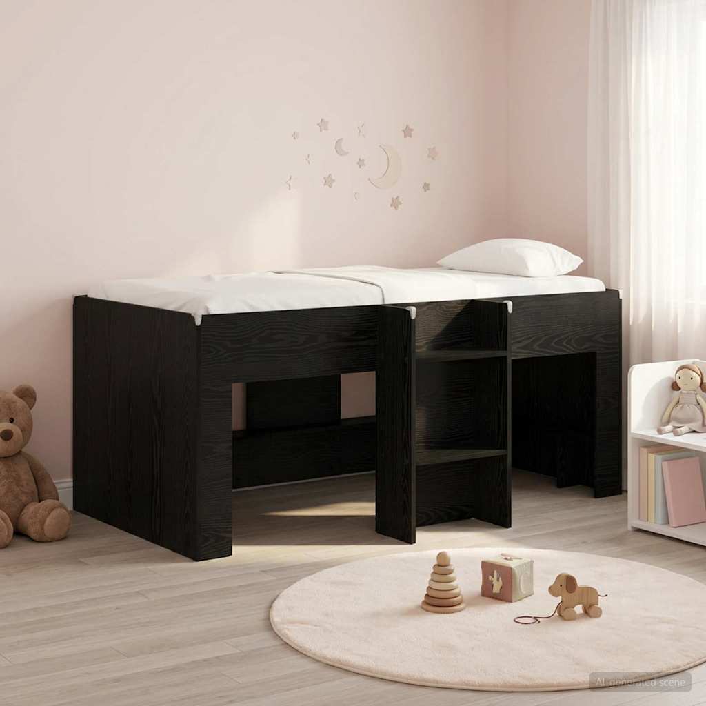 Kids'High Bed Frame Black Oak 163 x 101.1 x 68.5 cm