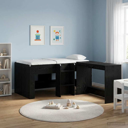 Kids'High Bed Frame Black Oak 163 x 101.1 x 68.5 cm