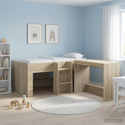 Kids'High Bed Frame Sonoma Oak 80 x 160 cm Engineered Wood