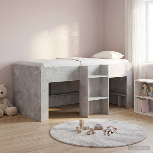 Kids'High Bed Frame Concrete Grey 80 x 160 cm Engineered Wood