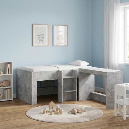 Kids'High Bed Frame Concrete Grey 80 x 160 cm Engineered Wood