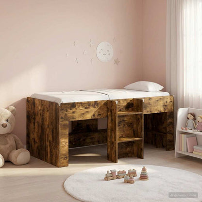 Kids'High Bed Frame Smoked Oak 163 x 101.1 x 68.5 cm