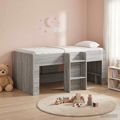 Kids'High Bed Frame Grey Sonoma 80 x 160 cm Engineered Wood