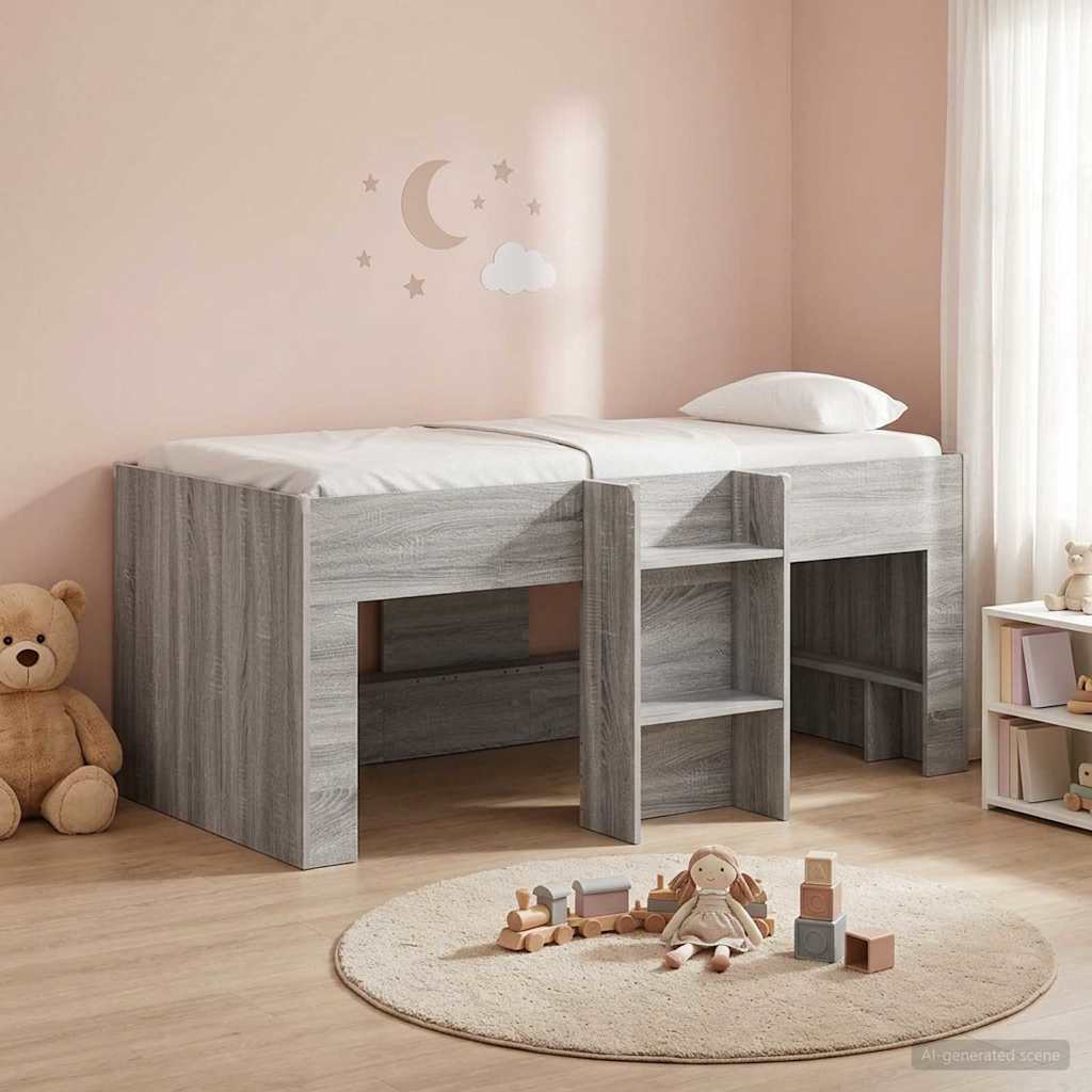 Kids'High Bed Frame Grey Sonoma 163 x 101.1 x 68.5 cm