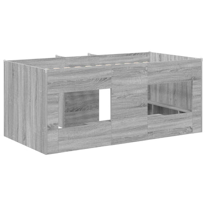 Kids'High Bed Frame Grey Sonoma 80 x 160 cm Engineered Wood
