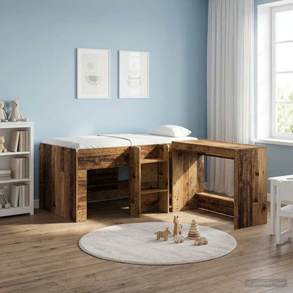 Kids'High Bed Frame Old Wood 80 x 160 cm Engineered Wood