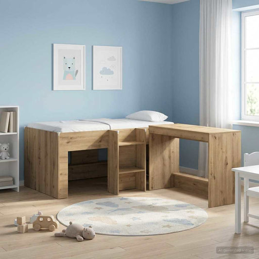 Kids'High Bed Frame Artisan Oak 80 x 160 cm Engineered Wood