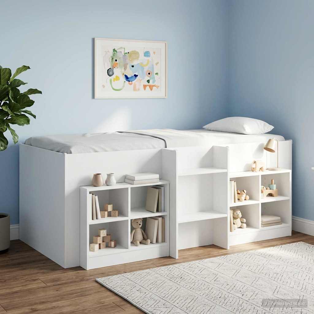 Kids'High Bed Frame White 90 x 190 cm Engineered Wood