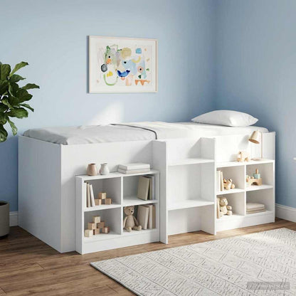 Kids'High Bed Frame White 90 x 190 cm Engineered Wood