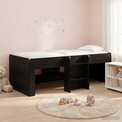 Kids'High Bed Frame Black Oak 90 x 190 cm Engineered Wood