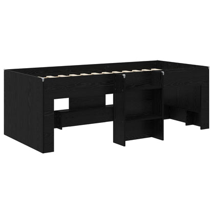 Kids'High Bed Frame Black Oak 90 x 190 cm Engineered Wood