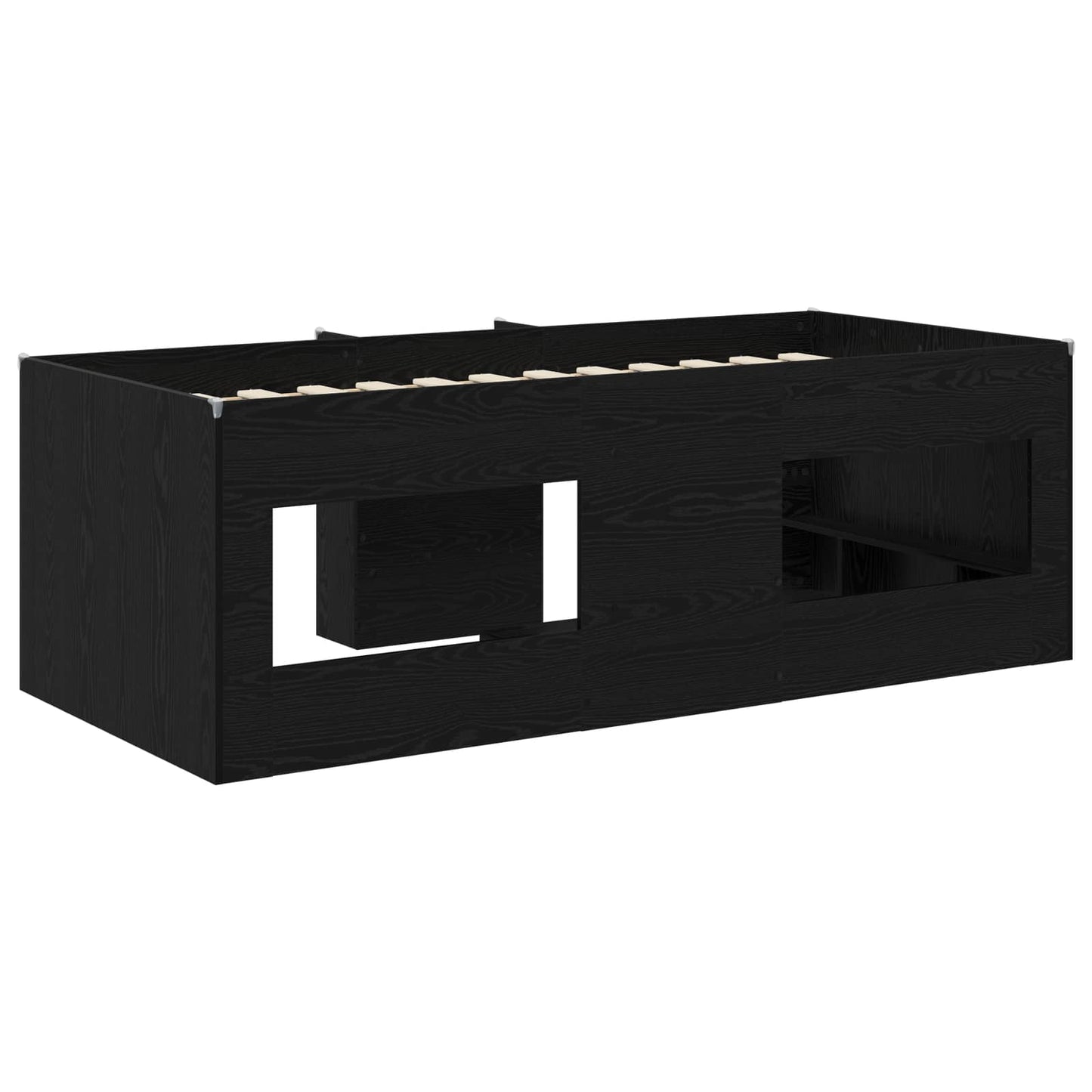 Kids'High Bed Frame Black Oak 90 x 190 cm Engineered Wood